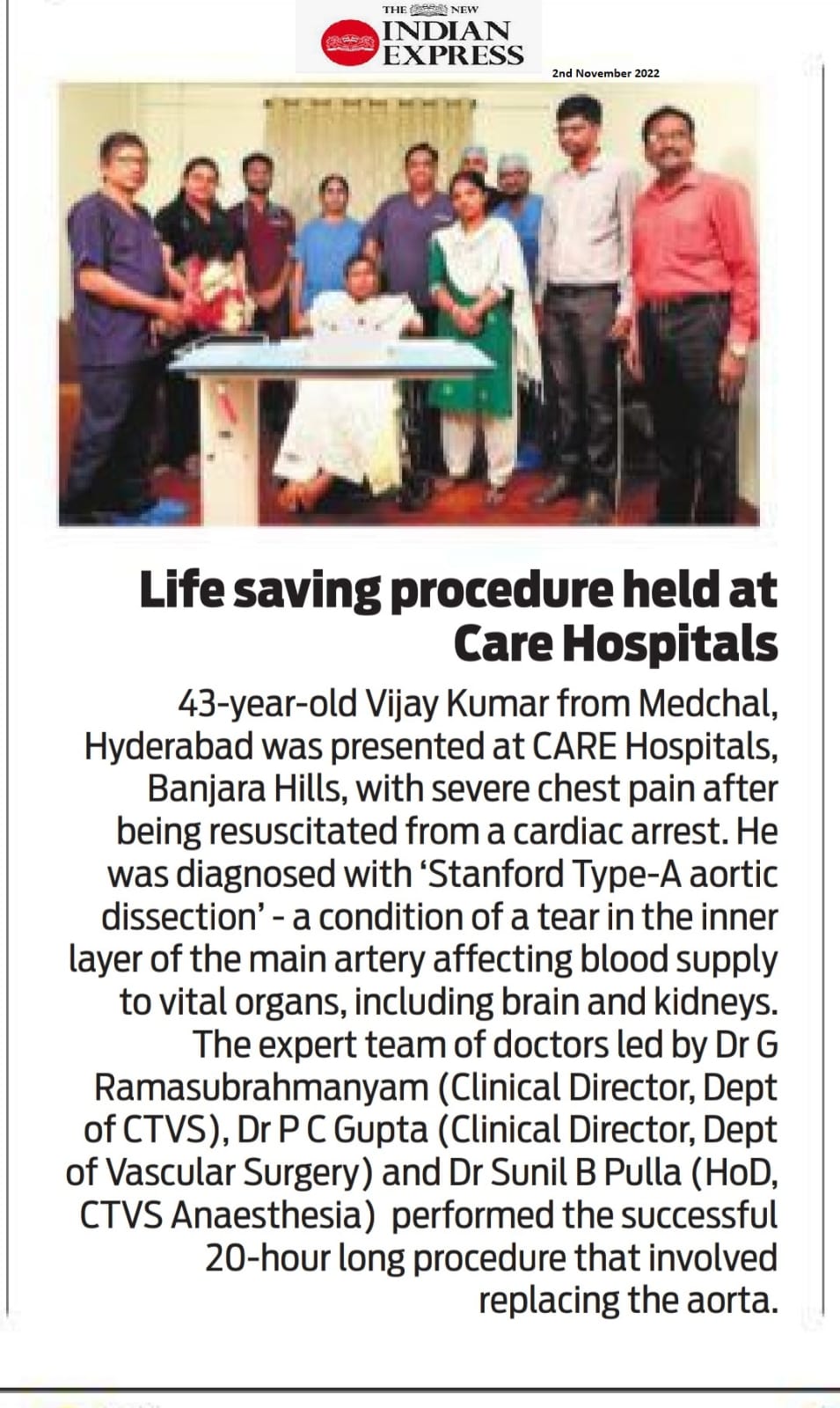Life saving procedure held at CARE Hospitals